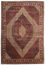 Full view of 13 x 20 Persian Bijar Rug showcasing intricate hexagonal medallion and floral motifs.