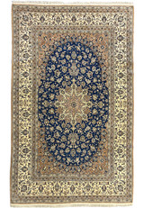 7x11 antique Persian Nain 9La rug full view hand-knotted wool silk pre-revolution floral design