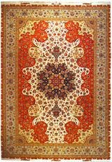 12'5 x 19 Persian Tabriz 60 Raj palace size rug with star medallion and red spandrels