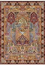 9'7 x 12'8 Persian Kashmar pictorial rug, Garden of Eden landscape with deer, peacocks, columns and castle