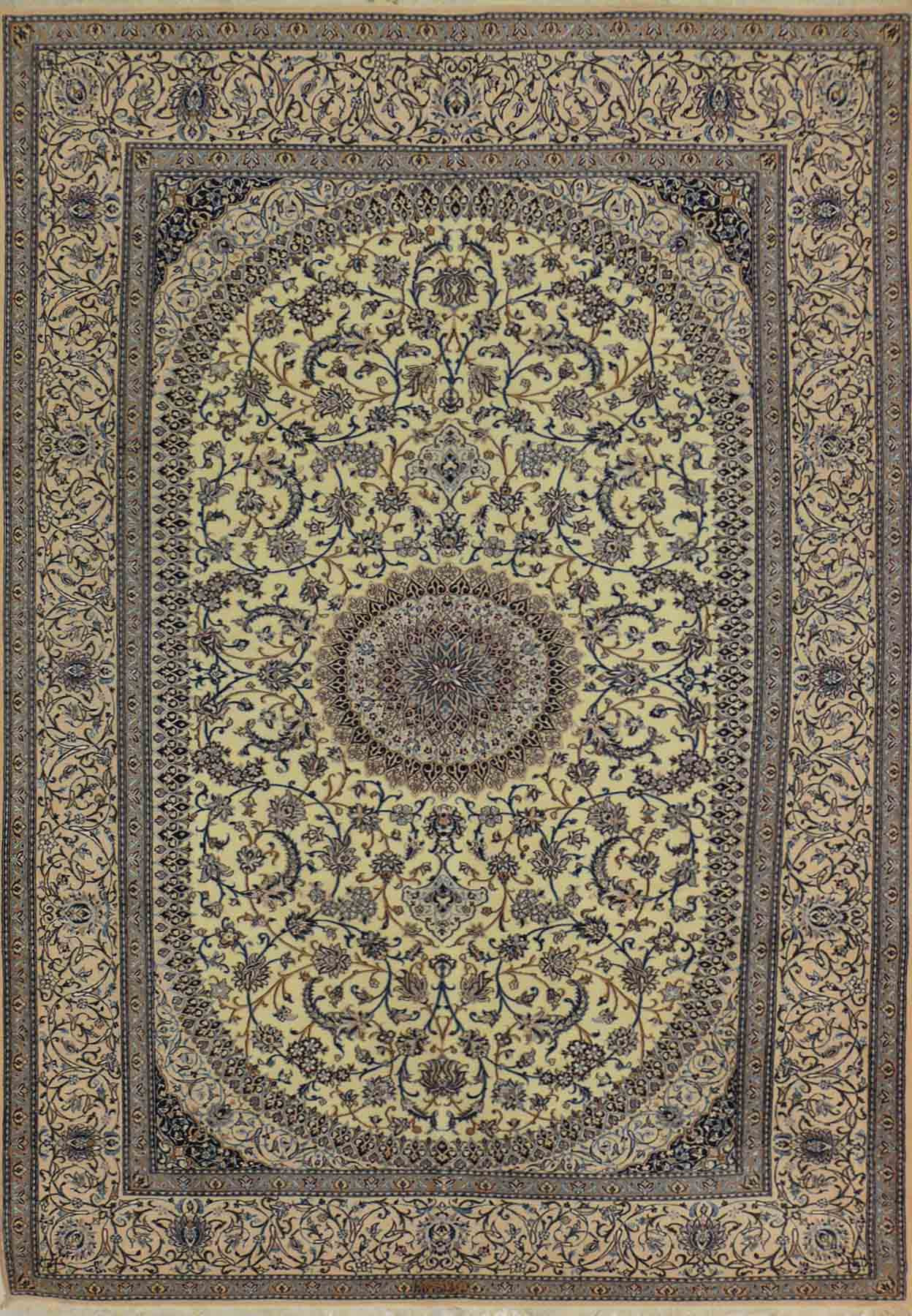 7 x 10 Persian Nain 9 LAA Silk Rug signed by master weaver