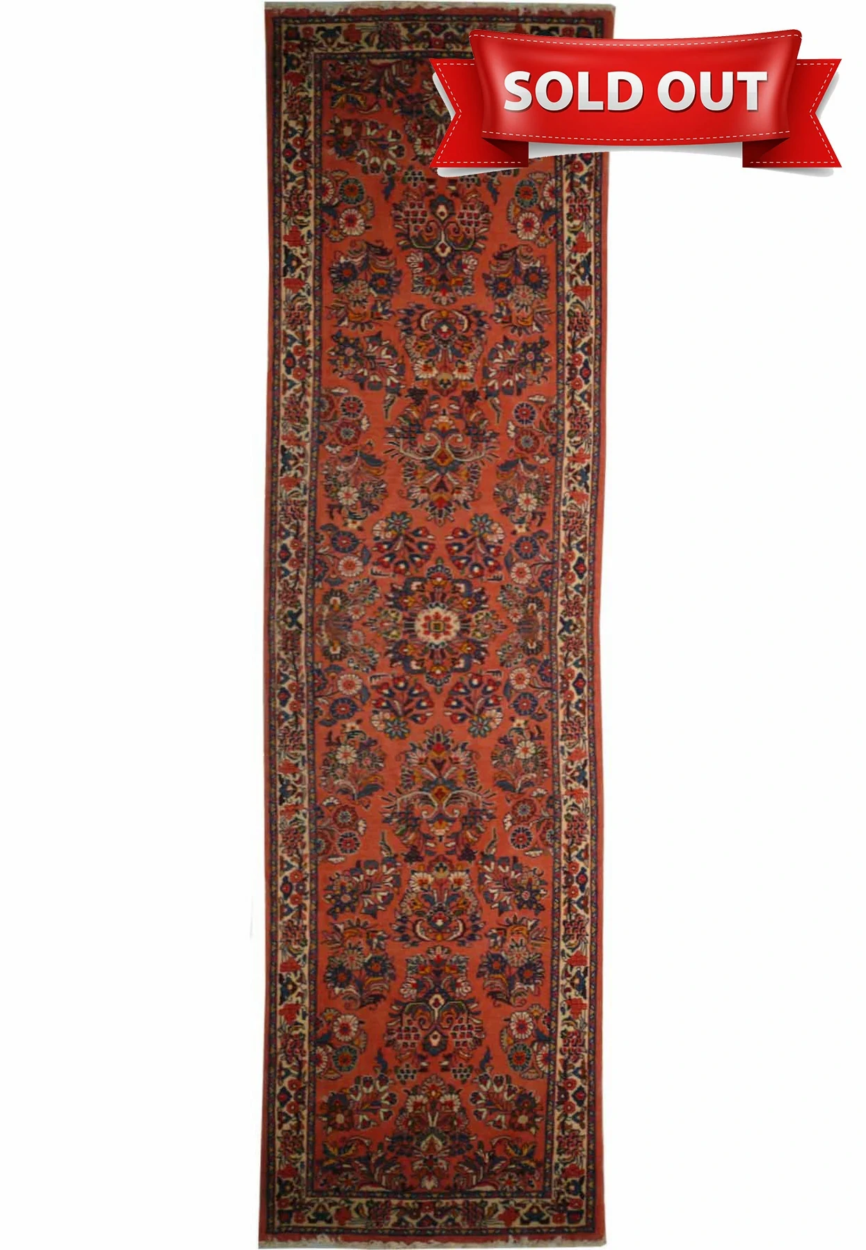 3x11 Sarouk Persian Runner rugs with beautiful salon color and vine and flower motifs.