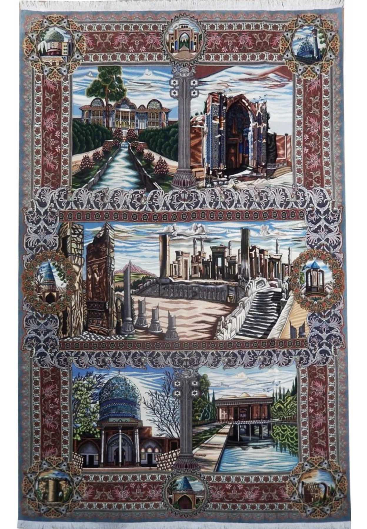 7 x 10 Persian Pictorial Tabriz Wool & Silk Rug | One of a kind