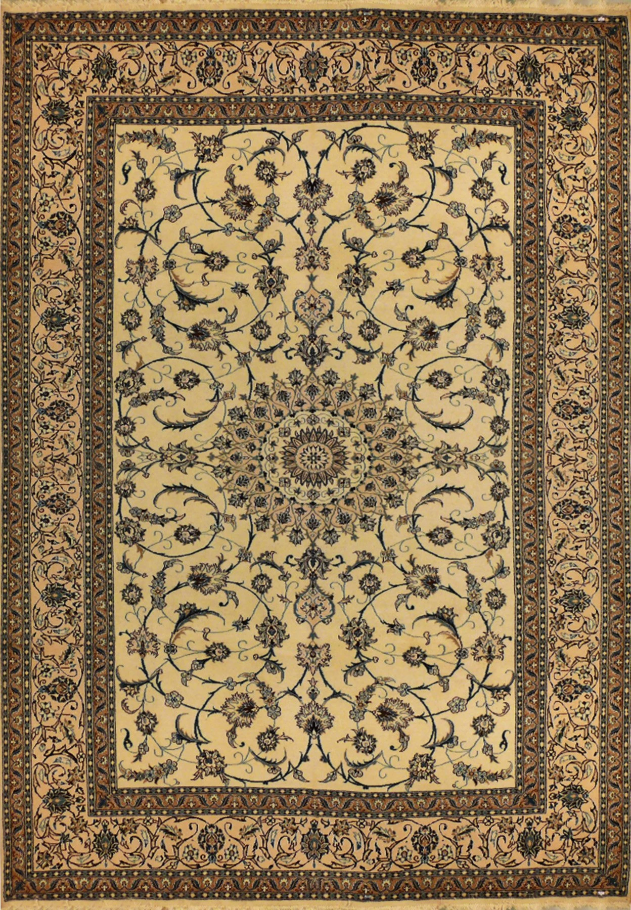 8'2" x 11'3" Persian Nain Dragon Medallion Design Rug