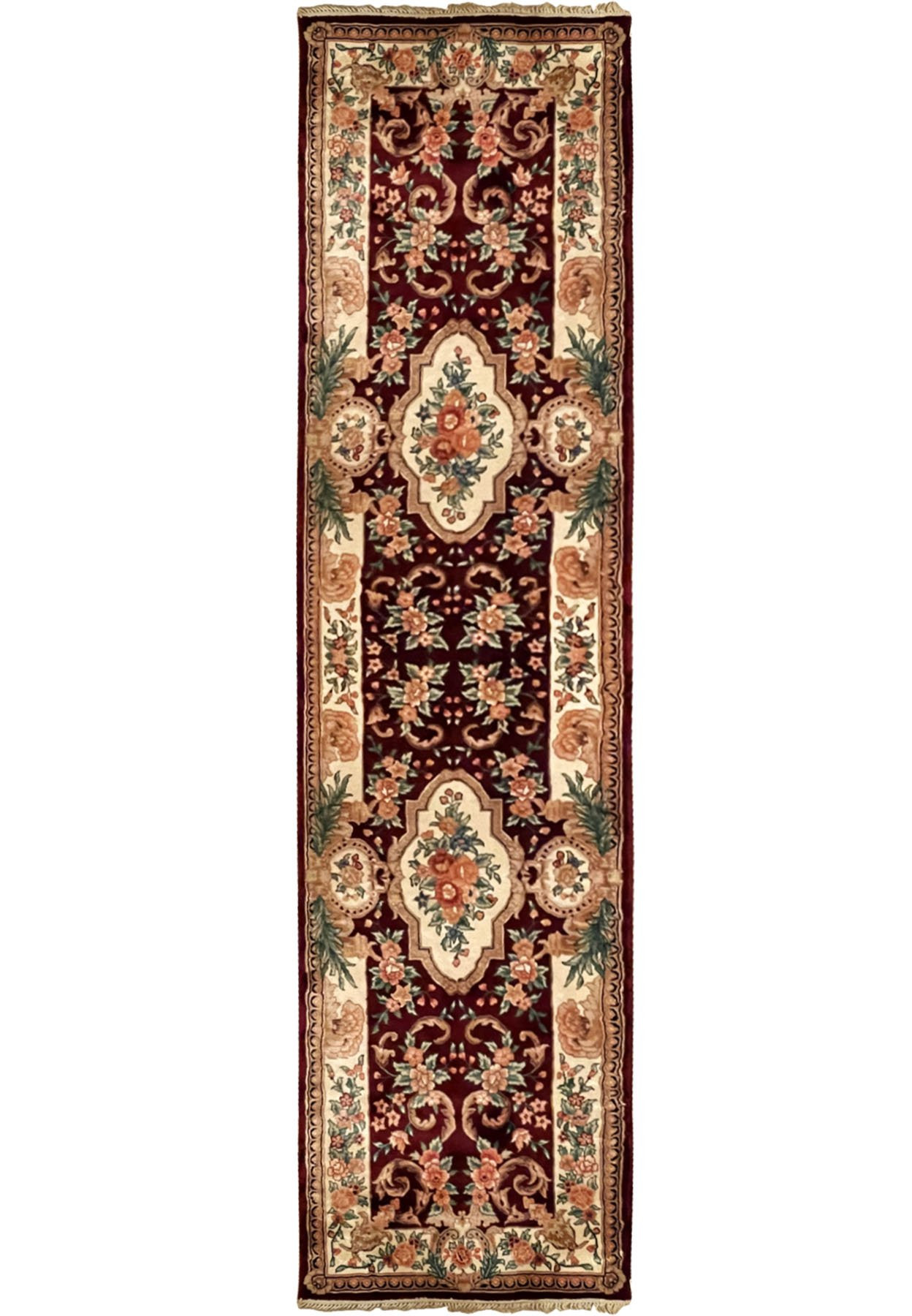 2'6 x 10 Oriental Sino 160 Wool & Silk Runner Rug