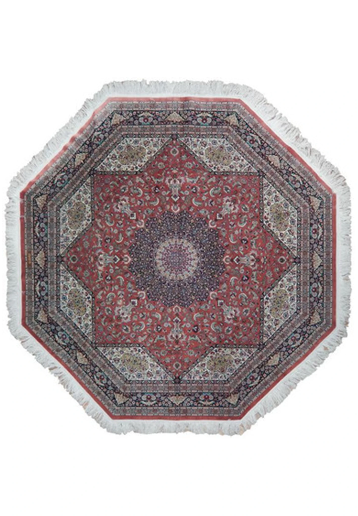 8 x 8 Persian Qum Silk Rug unique masterpiece Octagon signed by master weaver