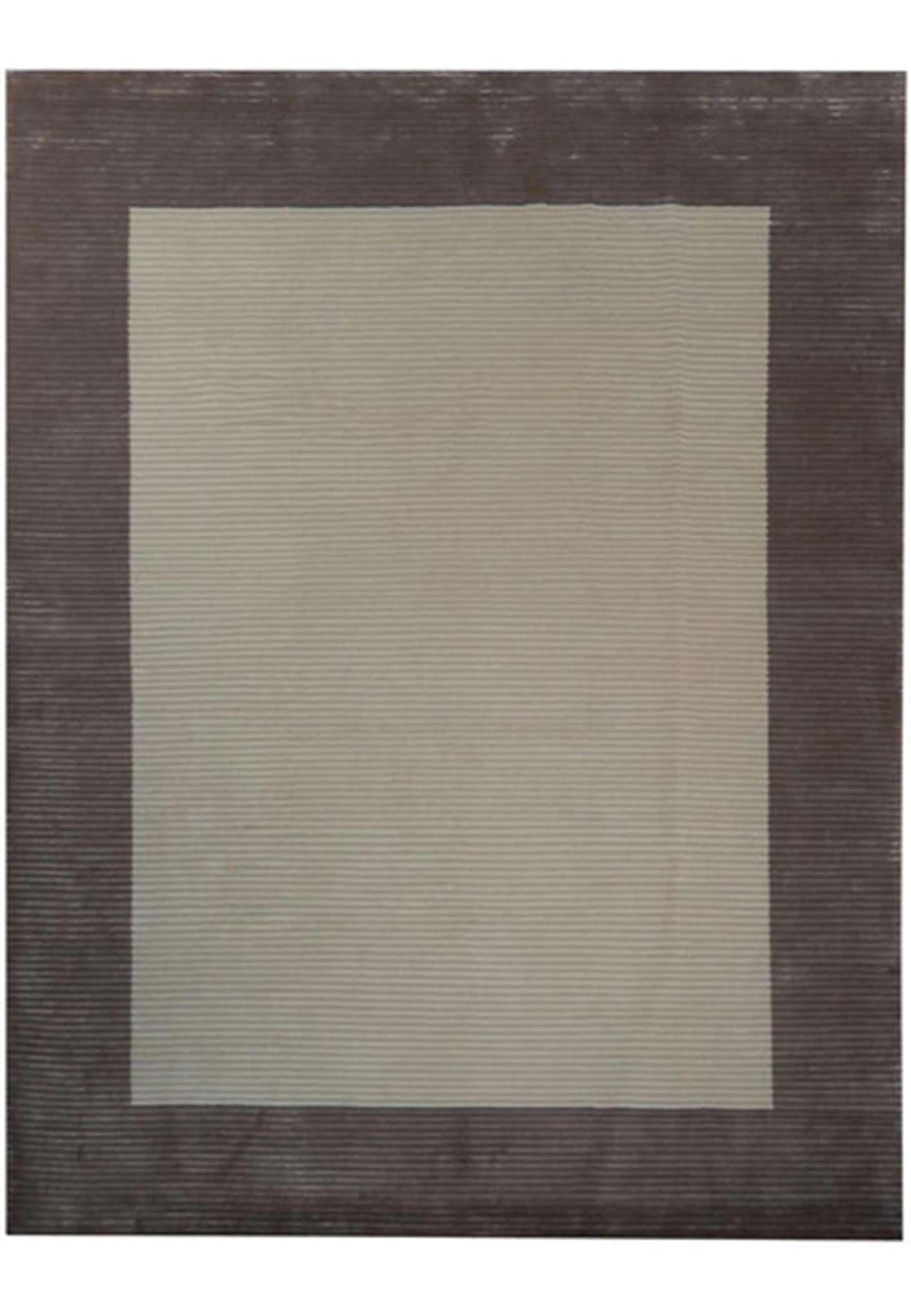 8x10 Modern Cream Brown Striped Ivory Wool & Silk Handmade Rug