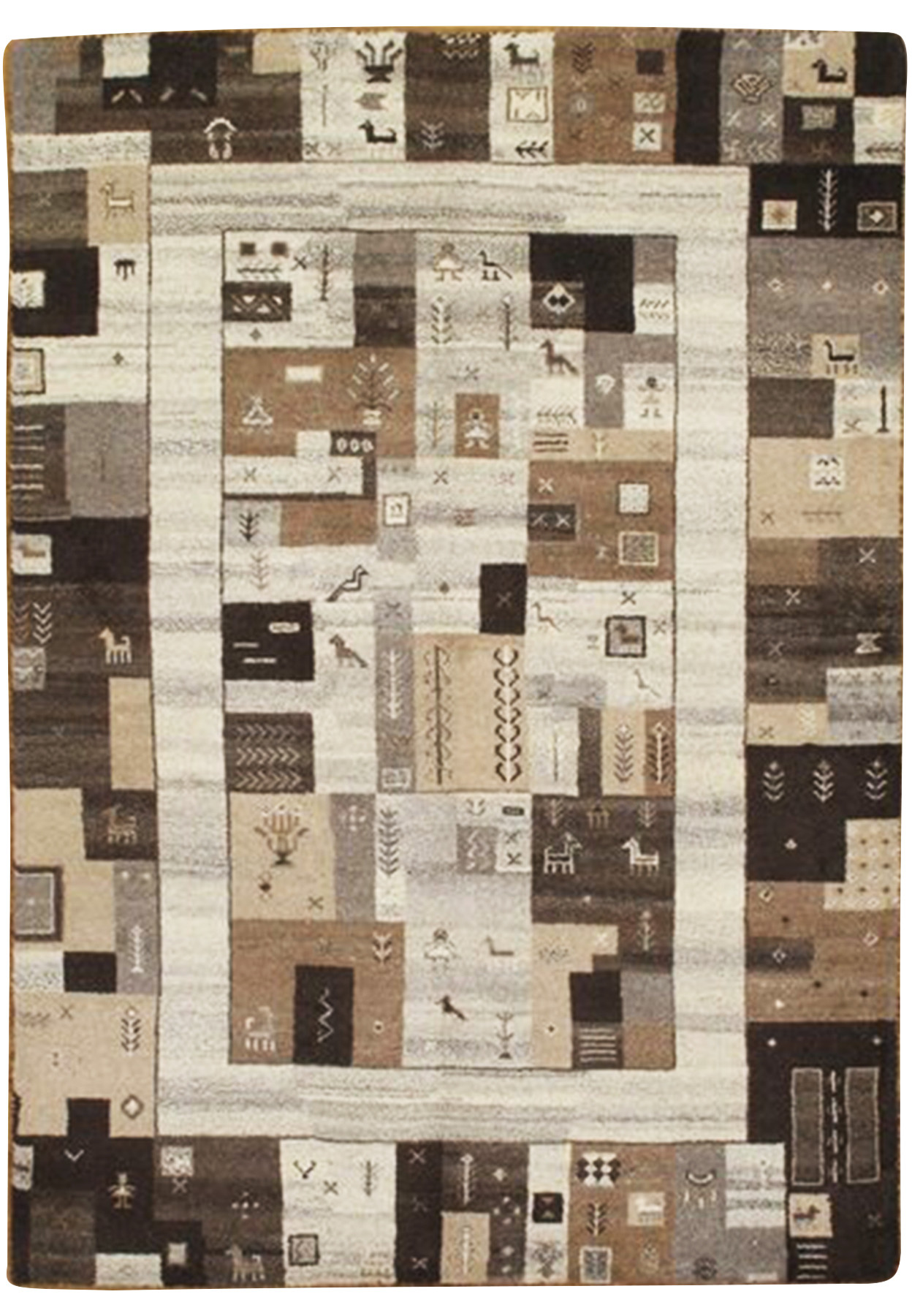 Small 2x4 Modern Rug New Modern Shades of Gray BROWN Wool Hand-knotted GABBEH