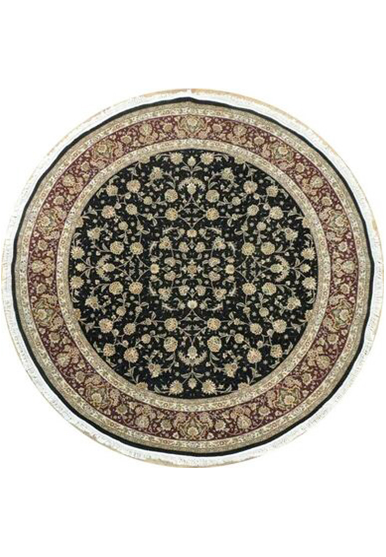 8 x 8 Oriental Tabriz Wool & Silk Round Rug