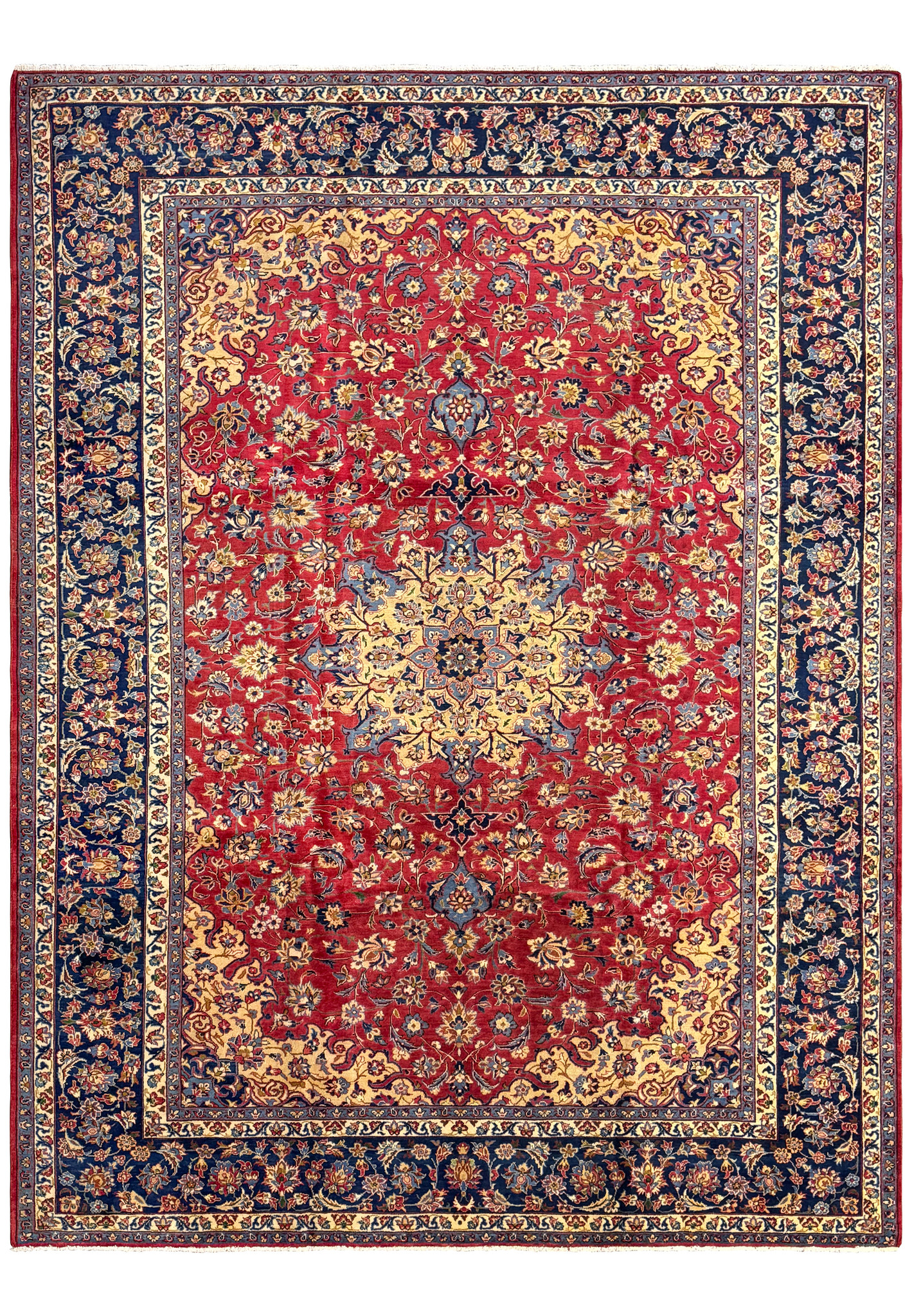 10'2 x 13'6 Persian Isfahan Rug full view showcasing intricate design and vibrant colors