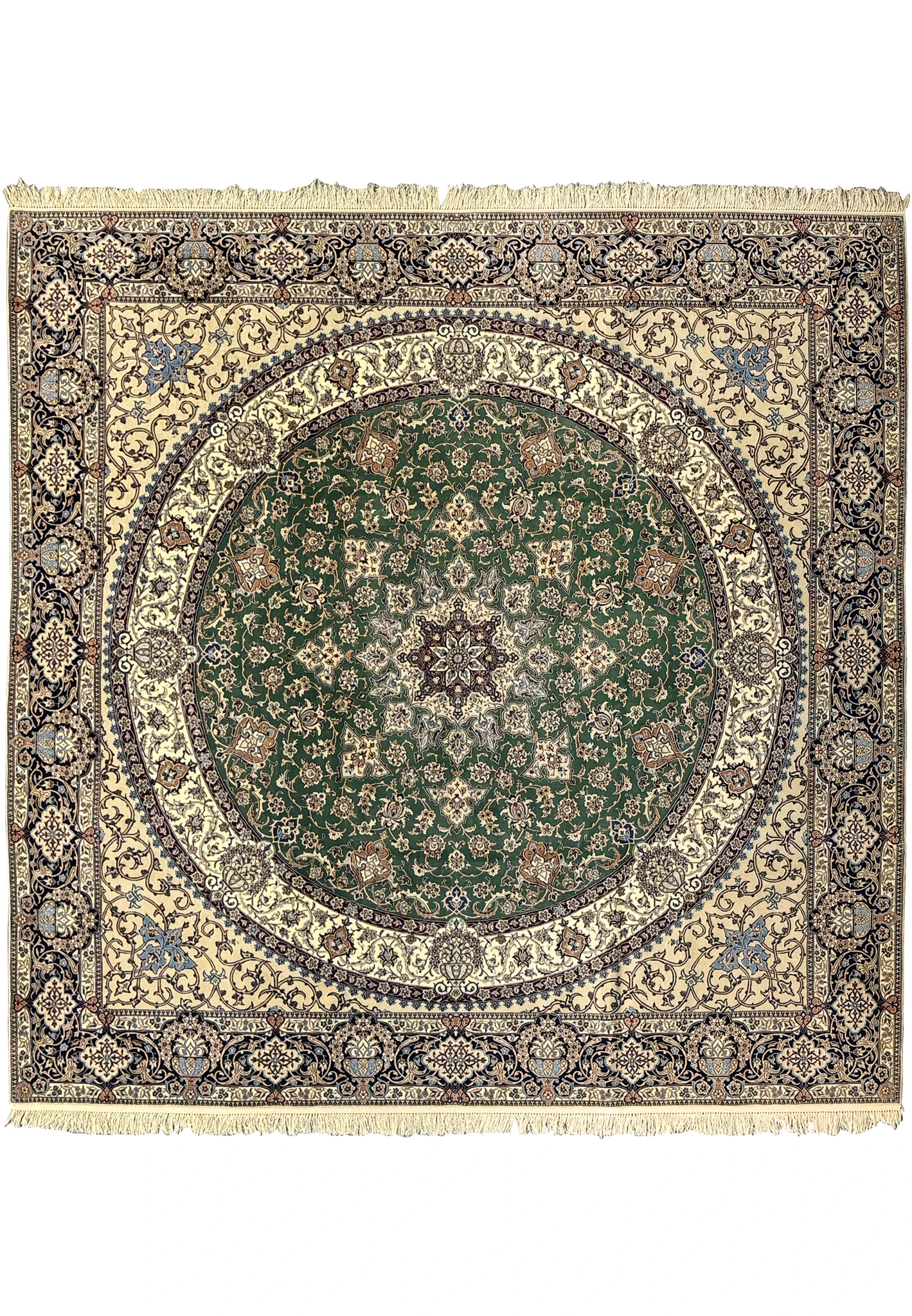 9 x 9 Nain 6LA Persian Square Rug showcasing central medallion and intricate floral patterns