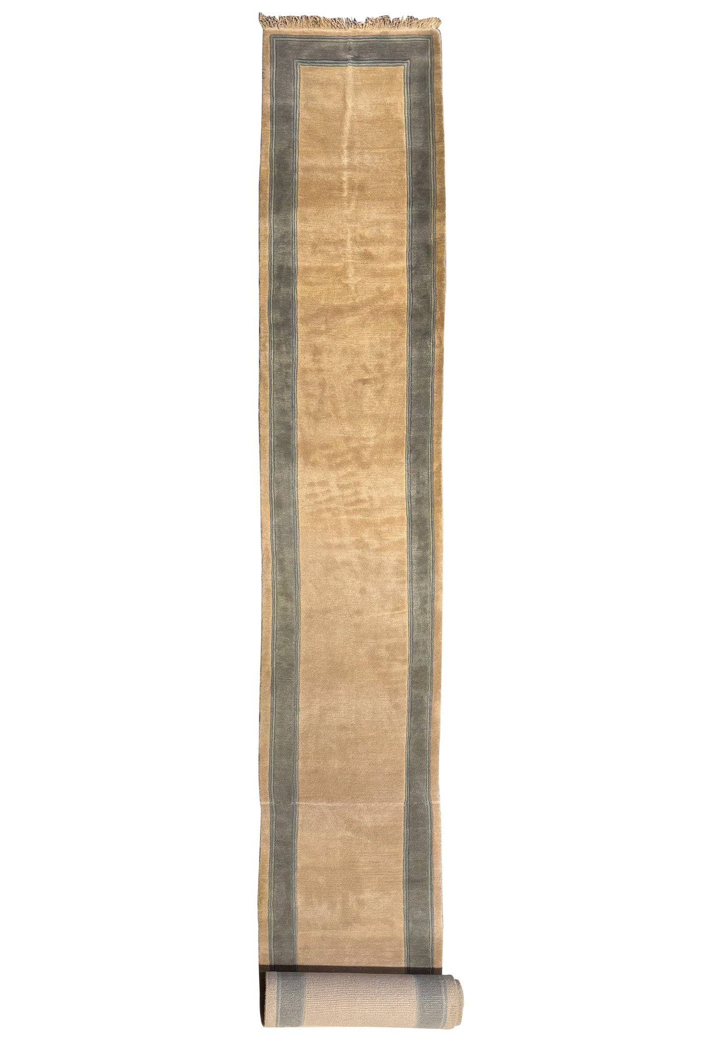 Full view of the 2'8" x 28' modern Nepali runner, ideal for long corridors
