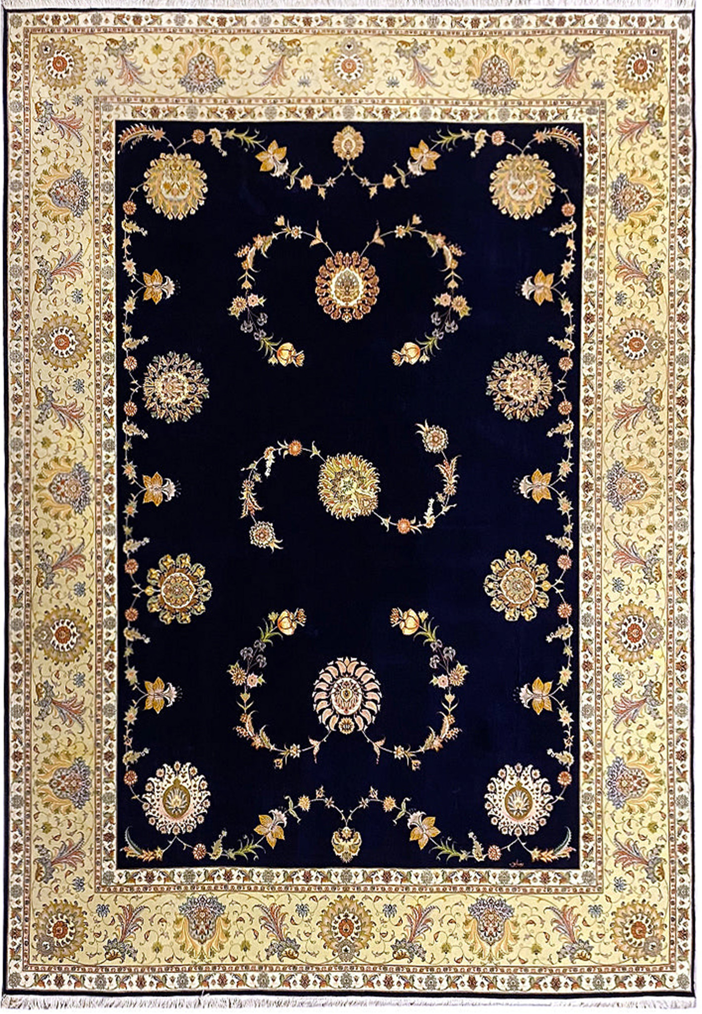 Full view of the 10x13 Persian Tabriz rug showcasing its grandeur and intricate designs