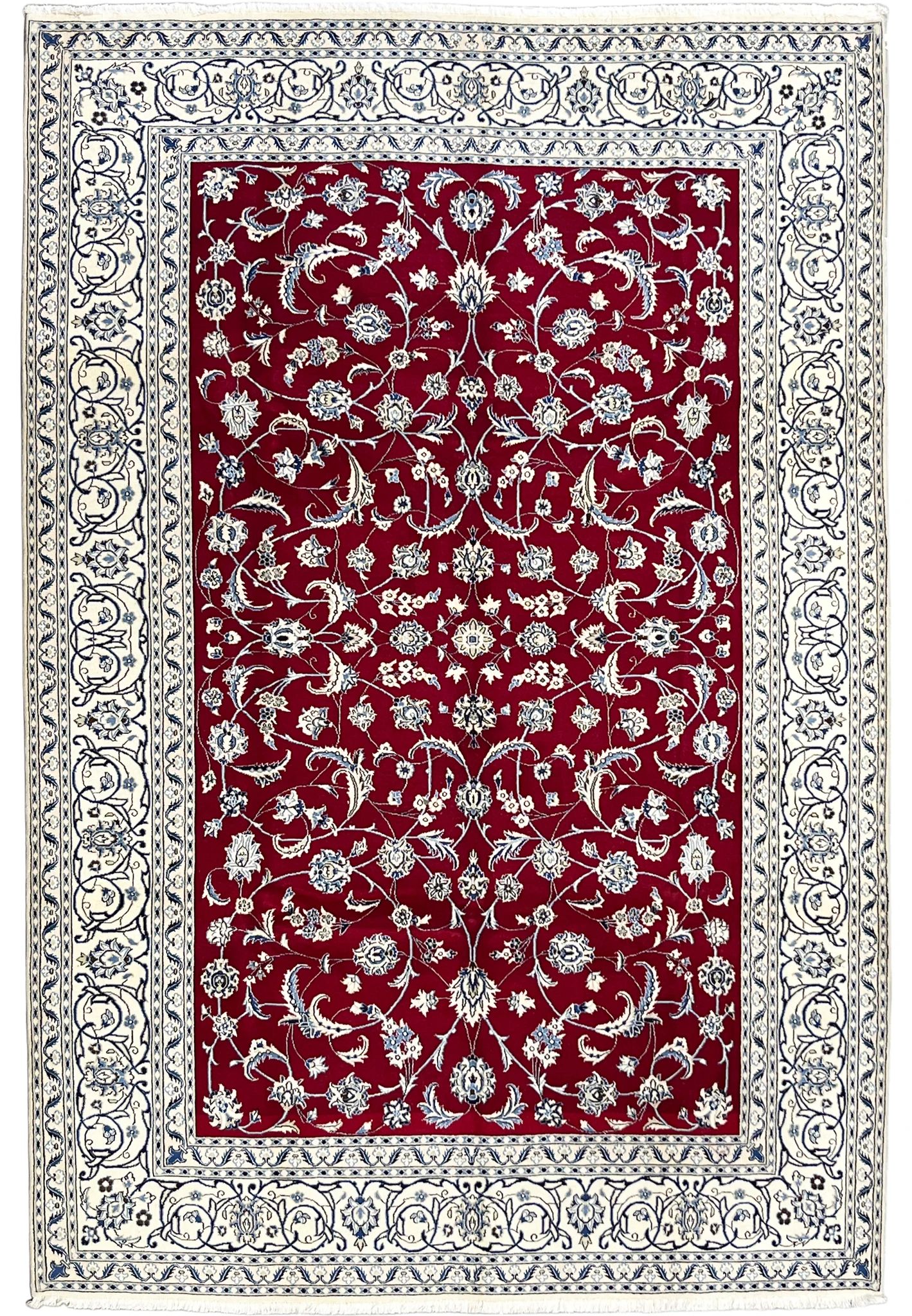8' x 11'6" Persian Nain 9La Rug | Allover Floral | Silk Highlights