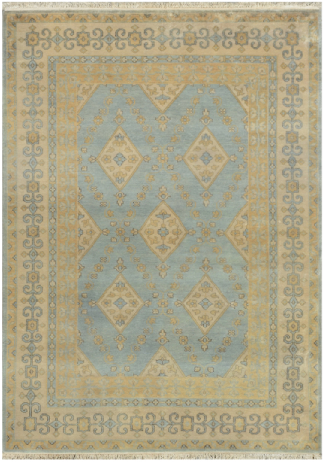 6' x 9' Aqua Blue Handmade Oushak Rug