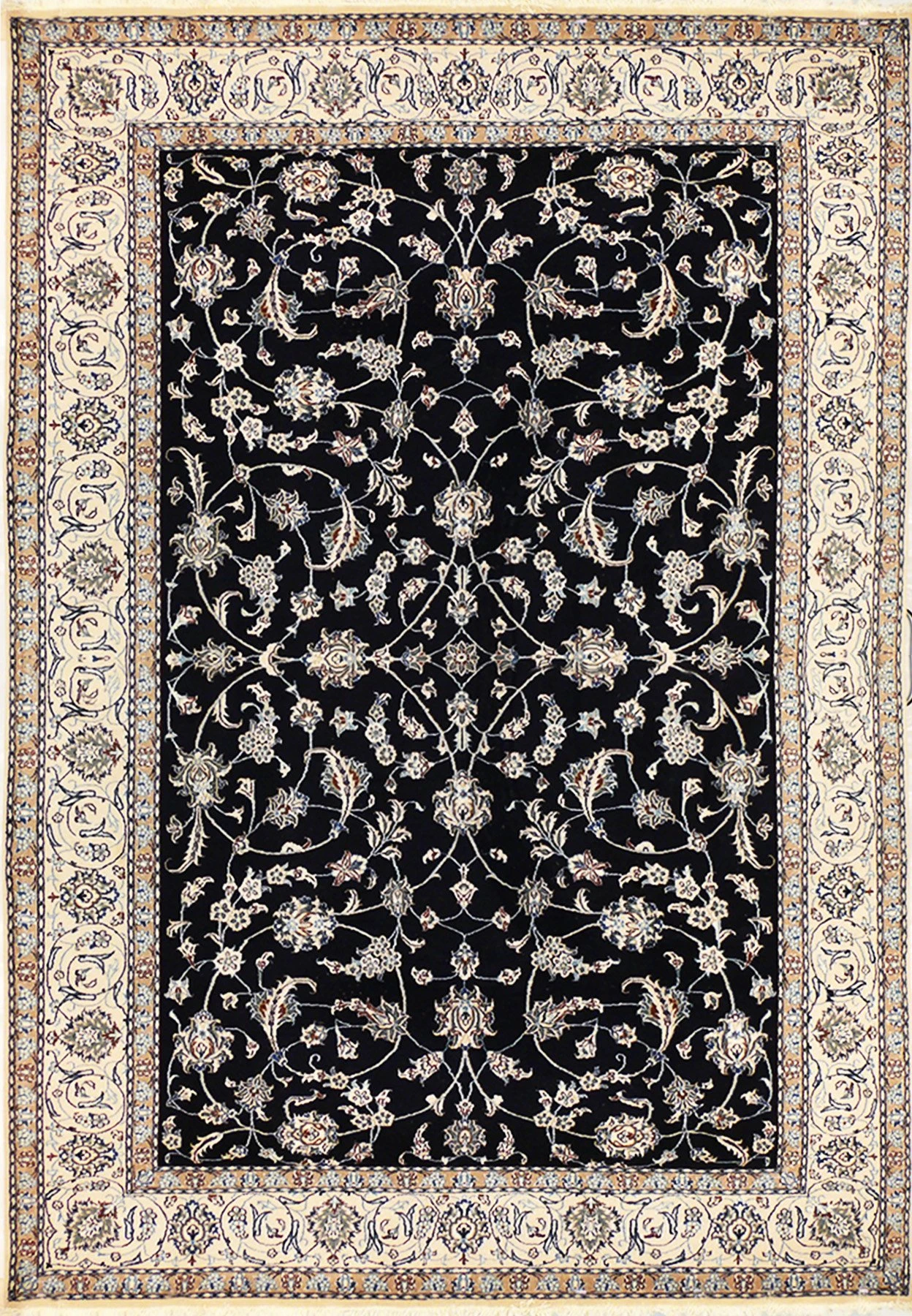 8'2" x 11'6" Persian Nain Rug All-Over Design Navy Blue