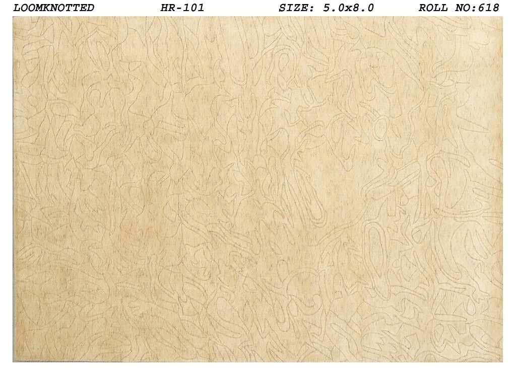 5 x 8 Abstract Beige Carved Modern Handmade Rug