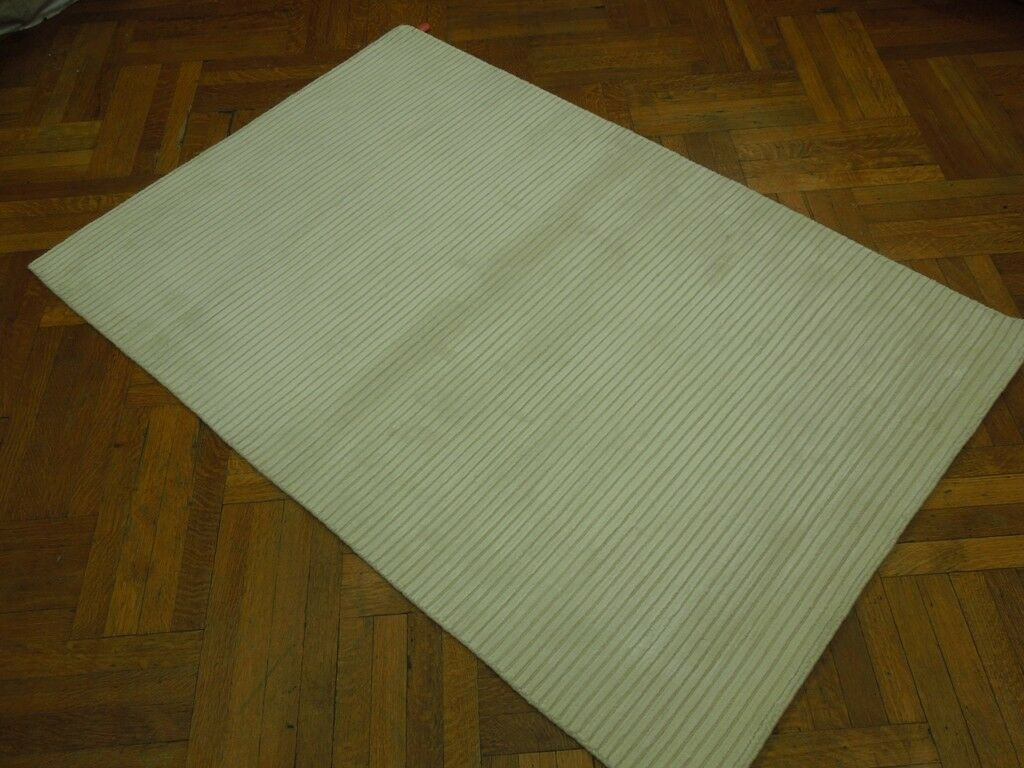 4 x 6 Area Rug Ivory Modern Handmade Plush Viscose Artificial Silk