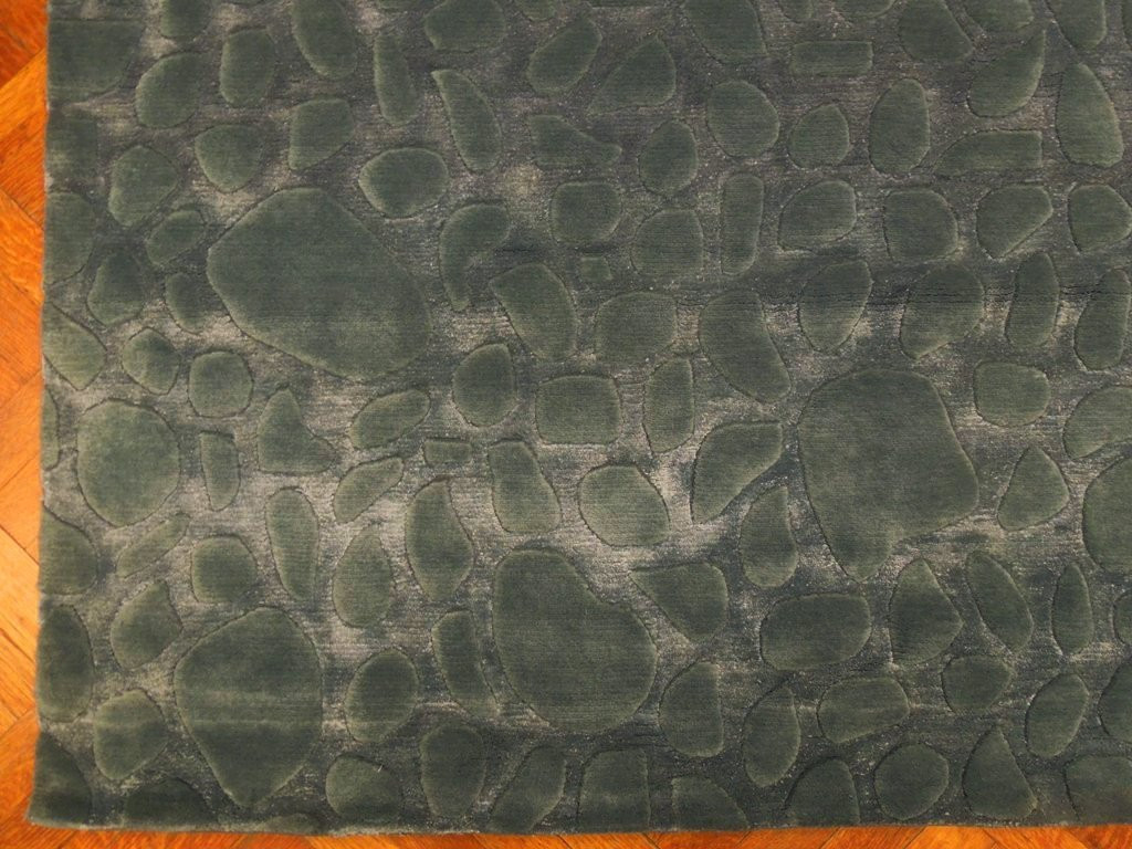 12' x 15' Gray Modern Handmade Pavement Pattern Rug Wool Viscose Soft and Thick