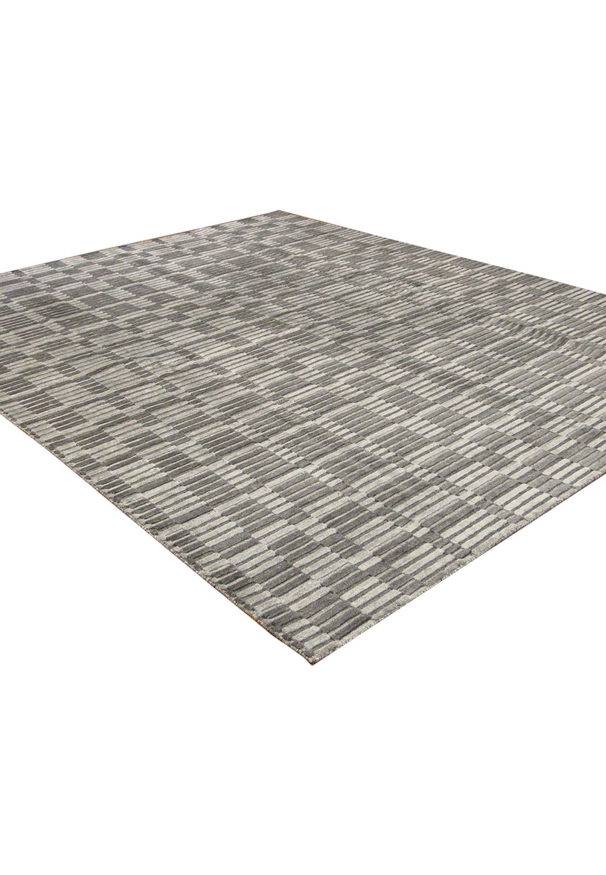8 x 10 Silver Gray Handmade Modern Rug Organic Wool & Silk feeling