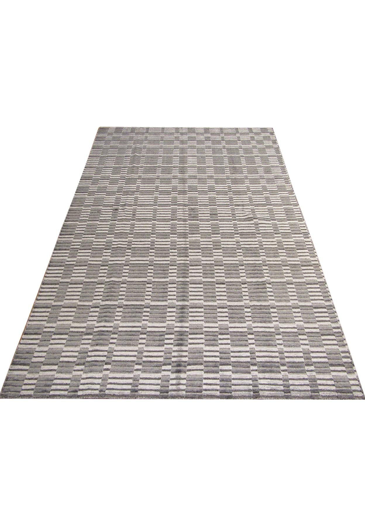 8 x 10 Silver Gray Handmade Modern Rug Organic Wool & Silk feeling