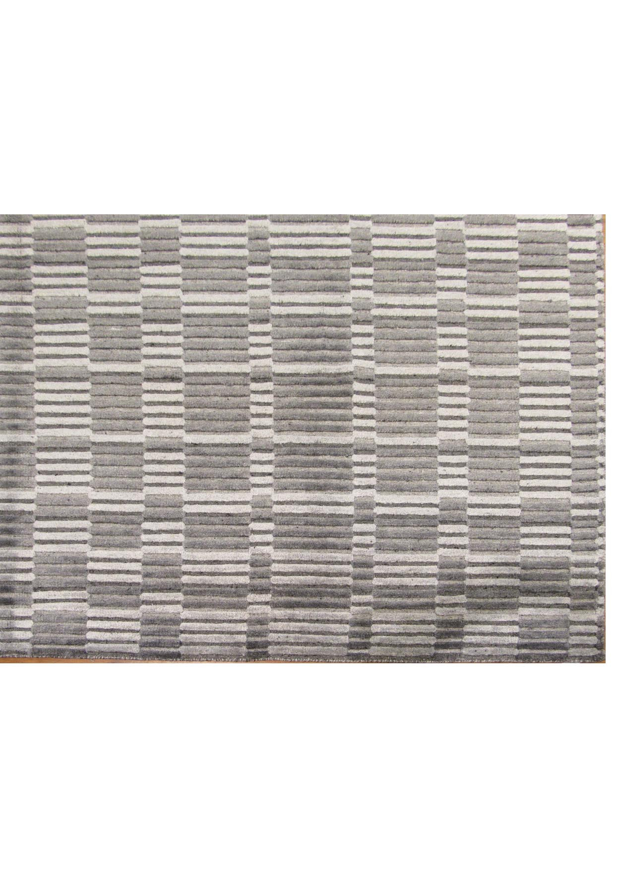 8 x 10 Silver Gray Handmade Modern Rug Organic Wool & Silk feeling