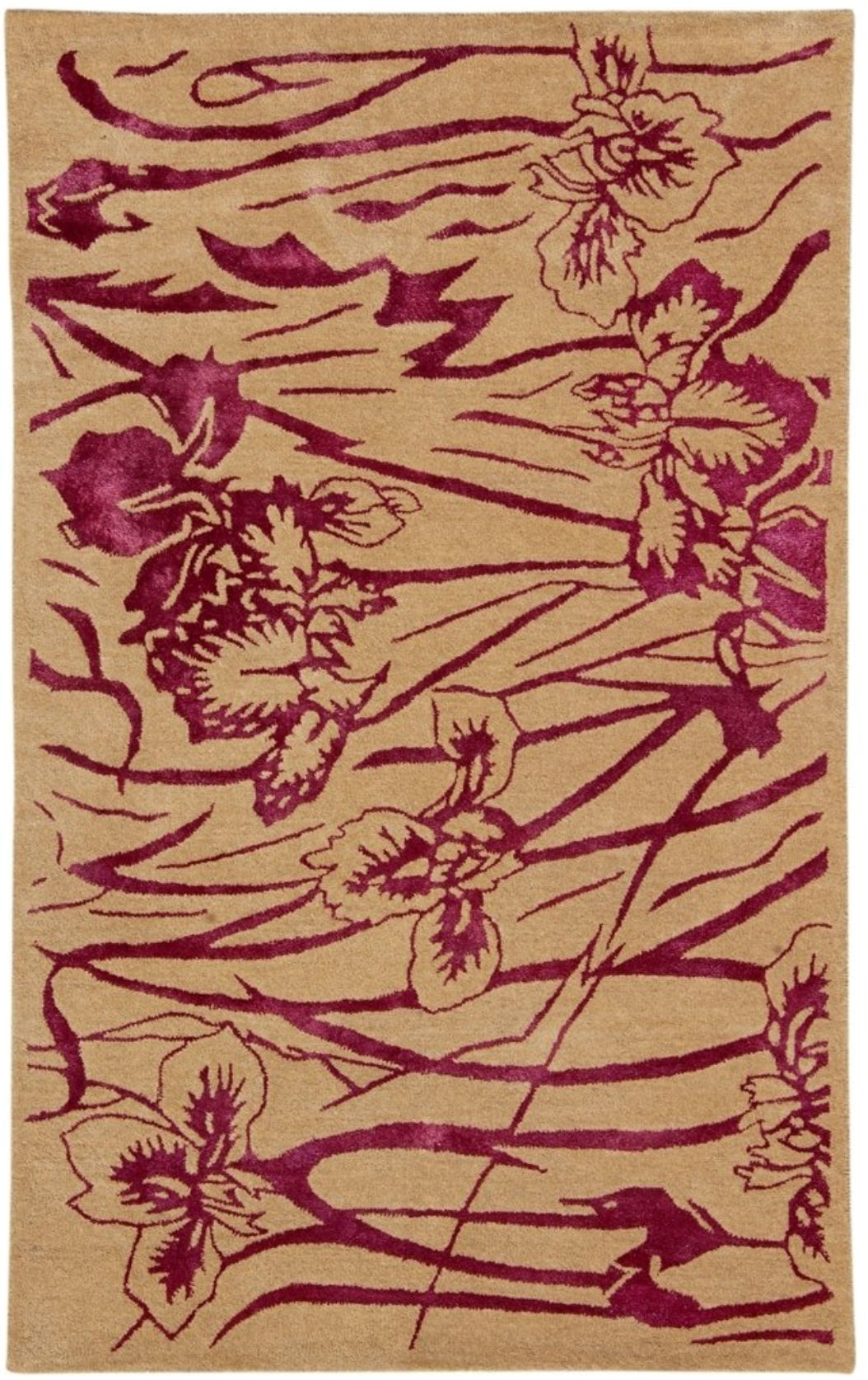 5 x 8 Modern Purple Orchid Flowers Rug