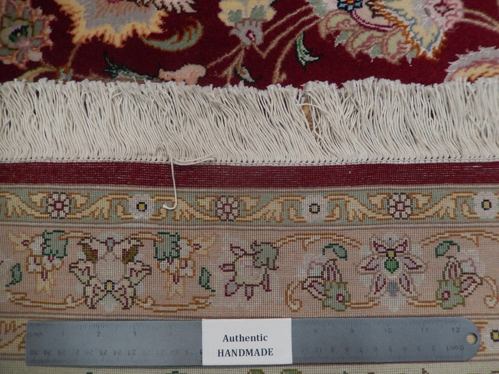 10 x 14 Authentic High End Burgundy Wool & Silk Persian Rug