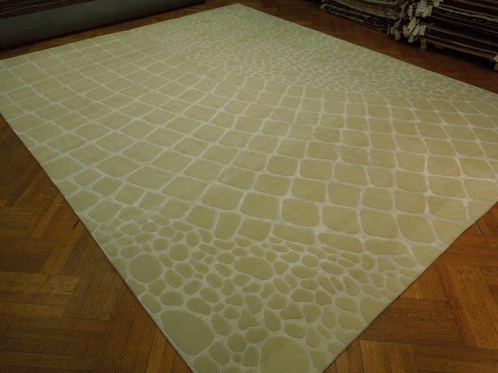 Soft Hand Knotted Modern 14x11 Silk&Wool Area Rug