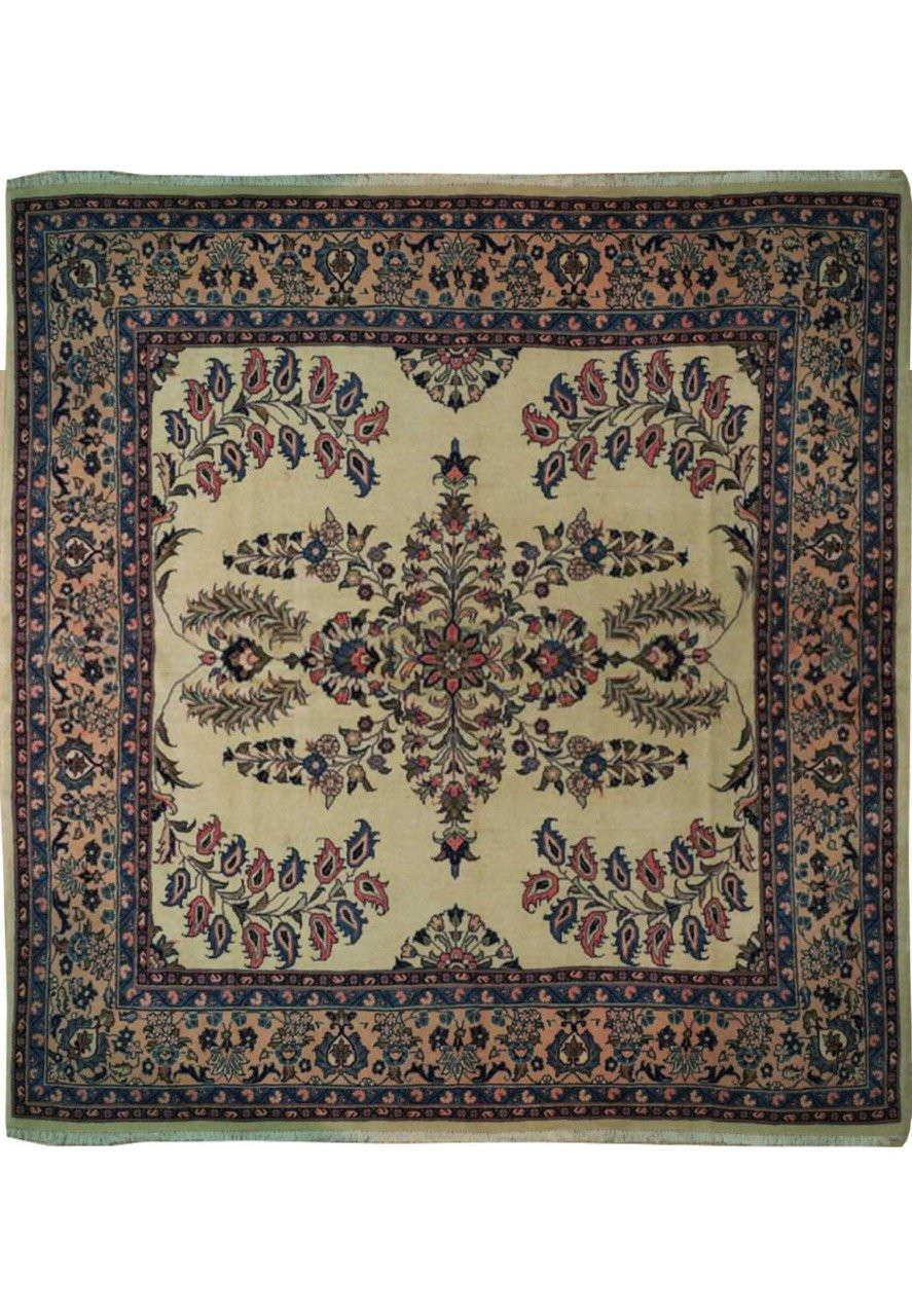 7 x 7'7" Persian Sarough Square-ish Rug
