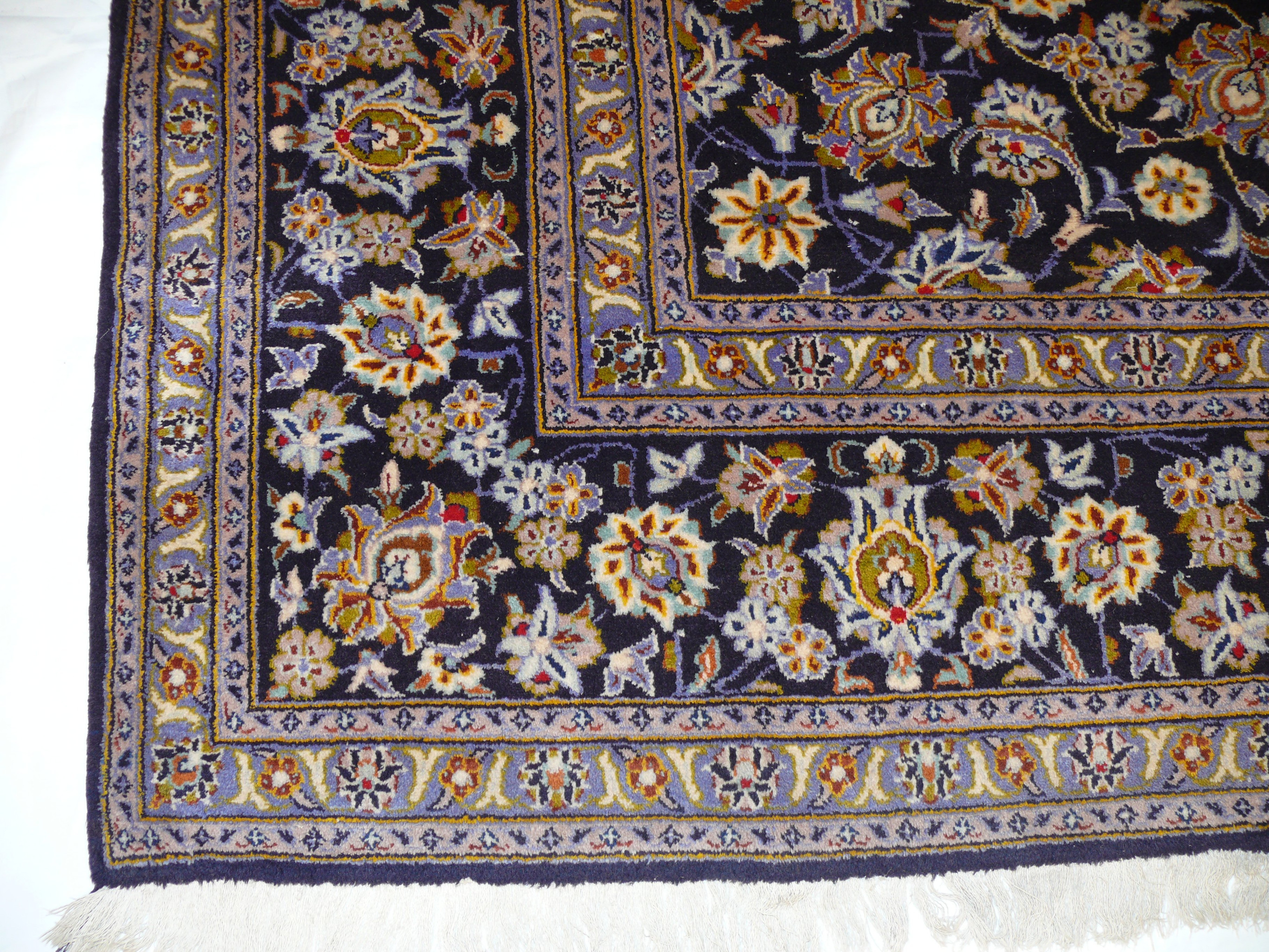 Border Brilliance - Alternate View of Persian Kashan Rug Border: Explore the exquisite intricacies of the rug's border from a different perspective, highlighting the fine details and craftsmanship that enhance its overall beauty