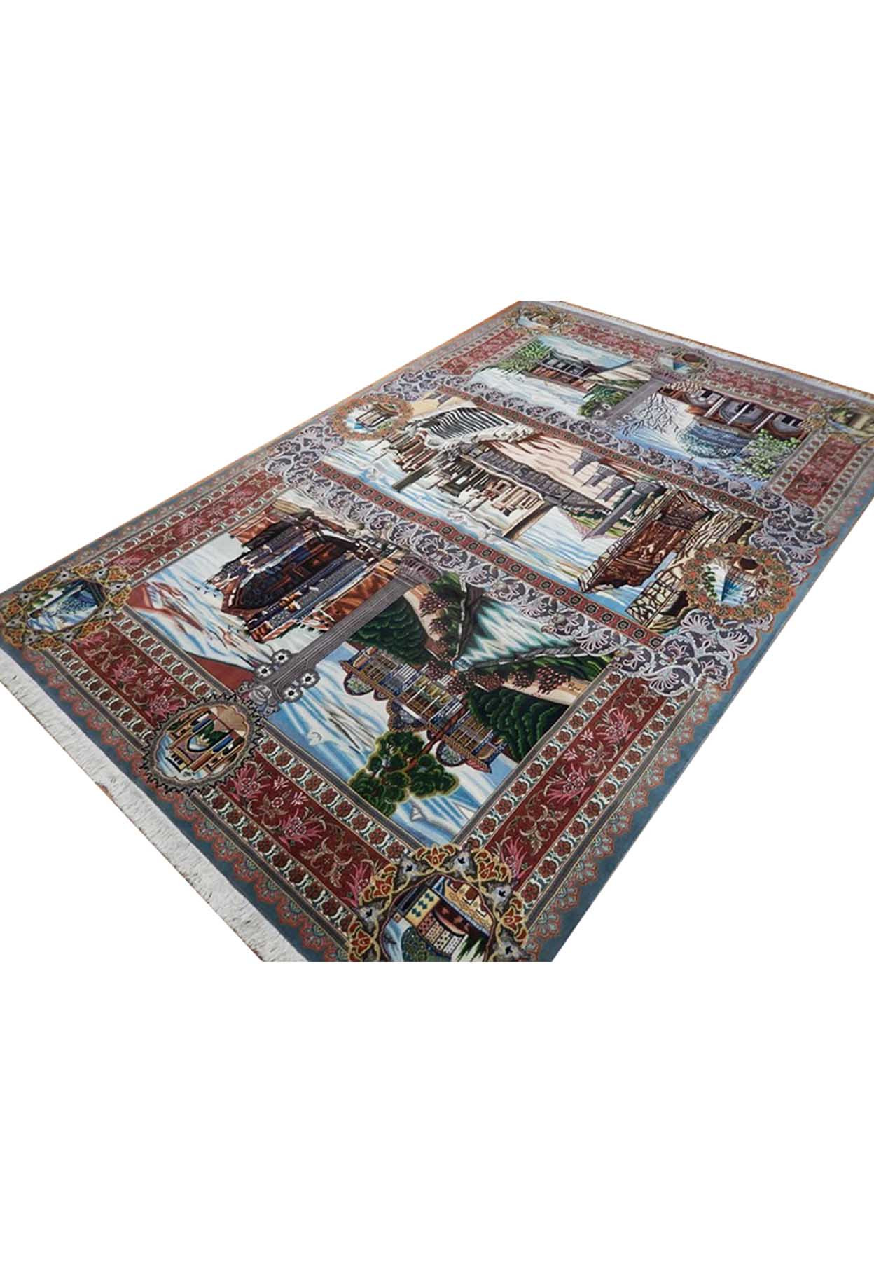 7 x 10 Persian Pictorial Tabriz Wool & Silk Rug | One of a kind