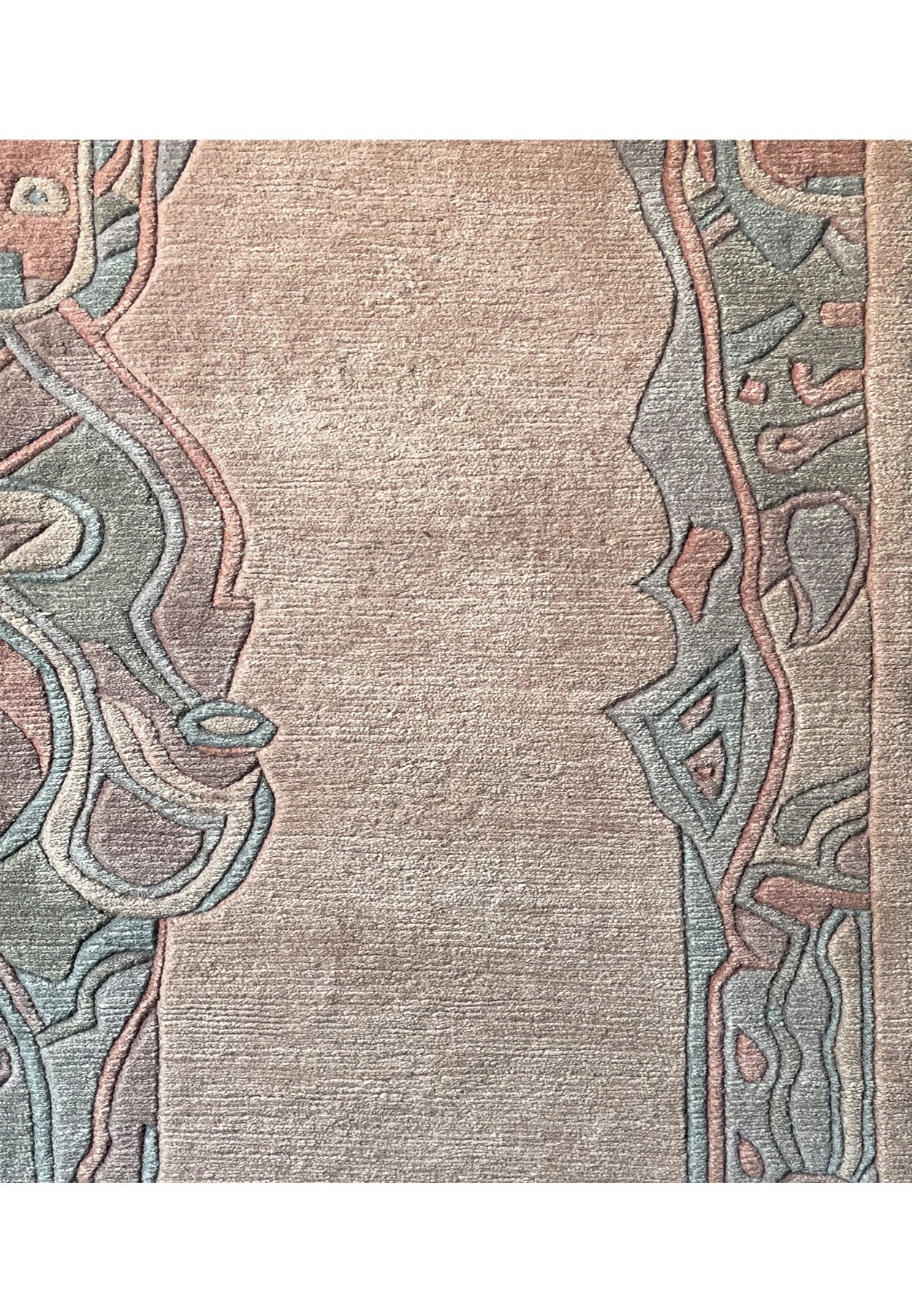 Close-up of the intricate pattern details on the Modern Nepali Runner Rug.