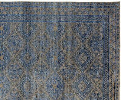 Natural Beige  8' x 10' Modern Wool & Viscose Hand Knotted Rug