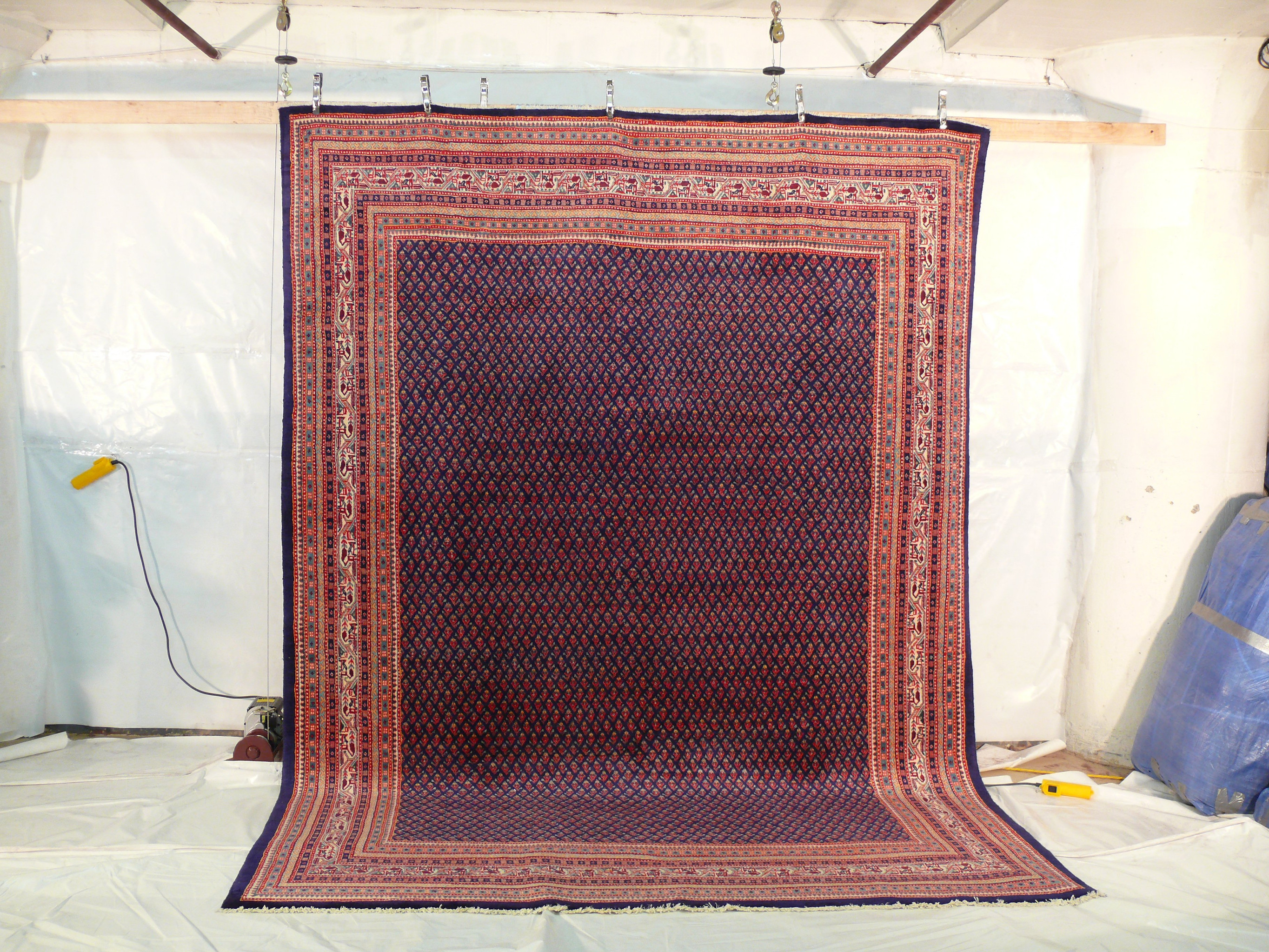 9x12 Persian Arak Navy Blue all over design with geometric border