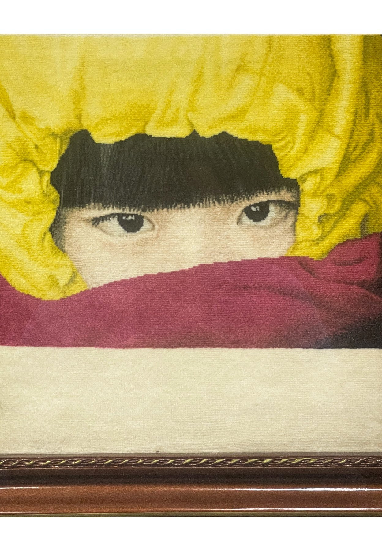 1'3 x 1'4 Glas Framed Persian Tabriz 50 Wool & Silk Rug