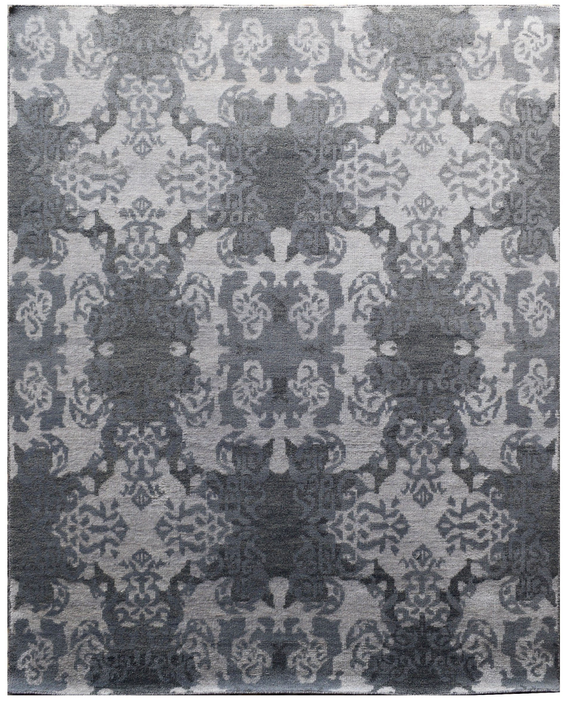 8x10 Gray Modern Handmade Venetian Italian Inspired Design Viscose Rug