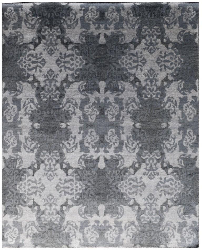 8x10 Gray Modern Handmade Venetian Italian Inspired Design Viscose Rug