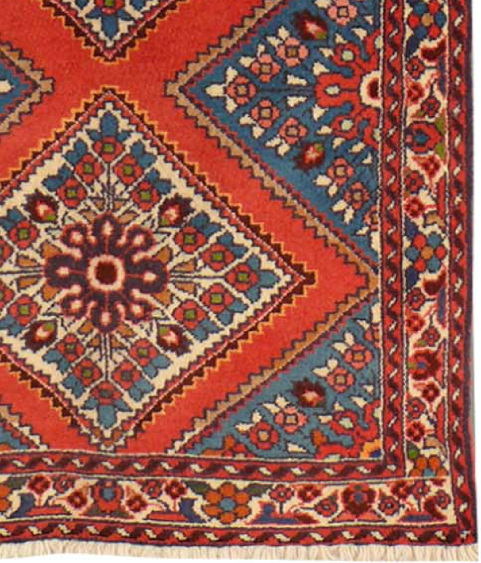 Border of a 2'4 x 6'5 Persian Rudbar Runner Rug