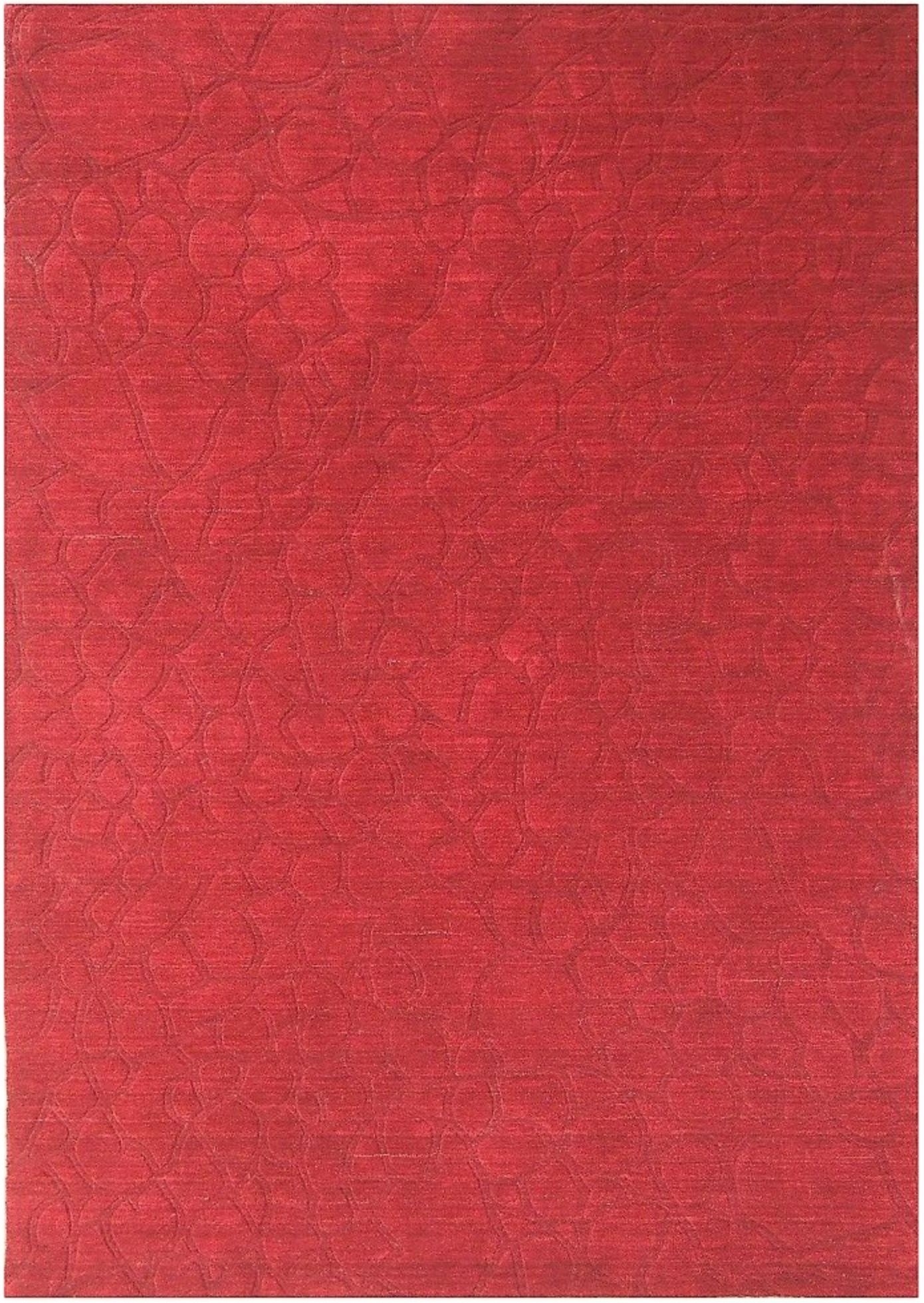 5 x 8 Red Carved Modern Handmade Rug