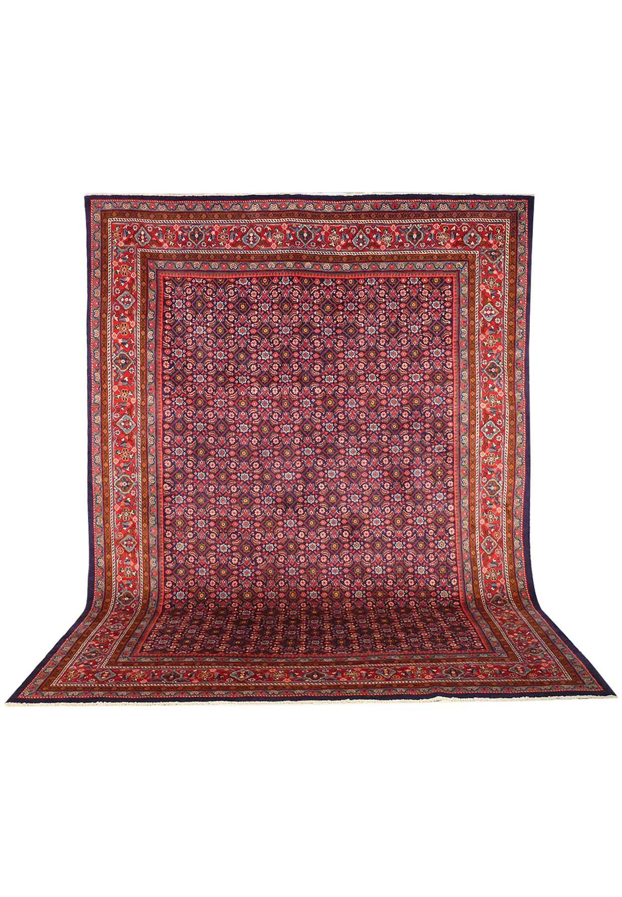 10 x 13 Persian Mahal Rug All Over Rug hanging show the whole rug and its floral design