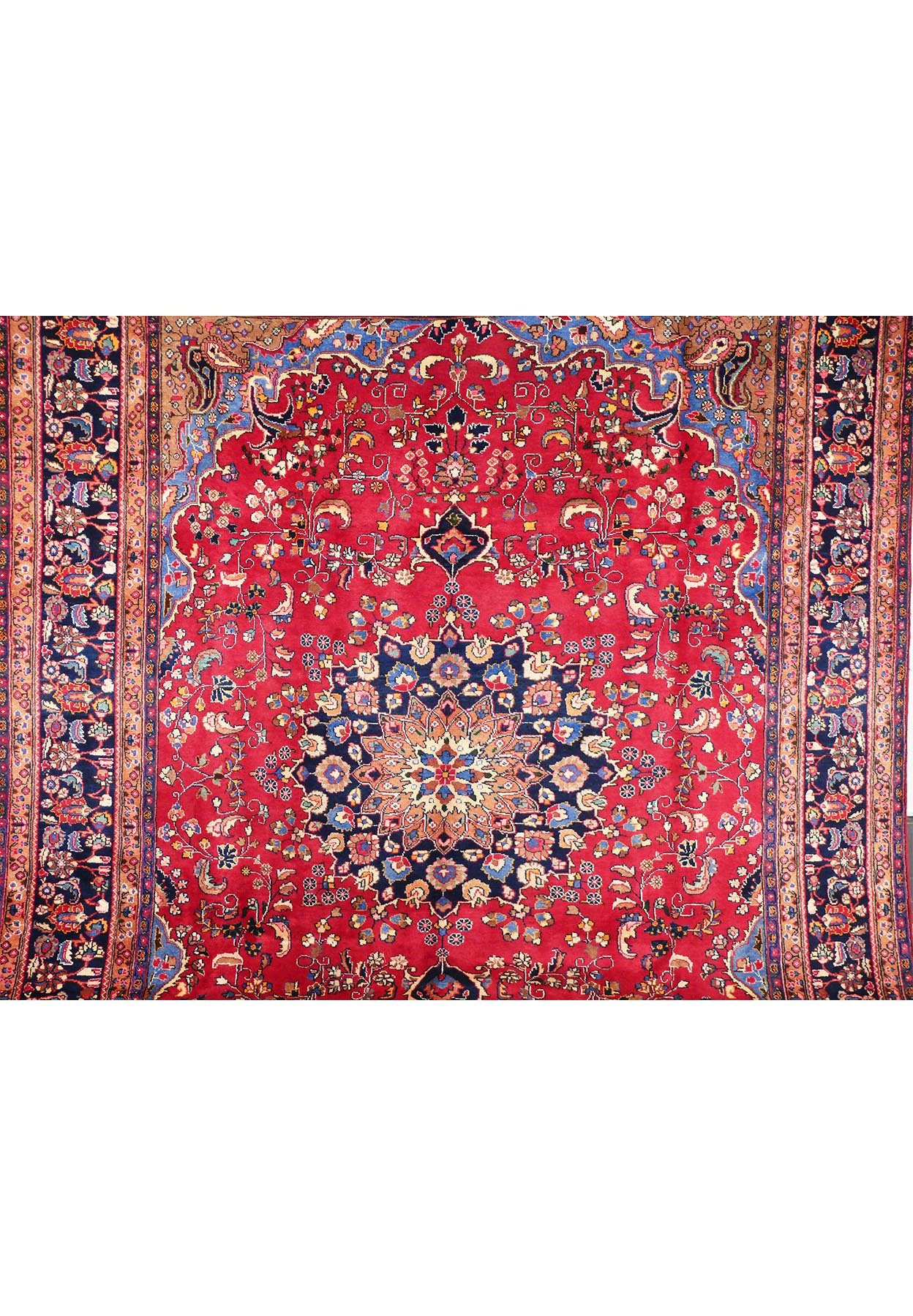 10 x 13 Persian Khorasan showing the middle field and medallion emphasizing the rich colors and material