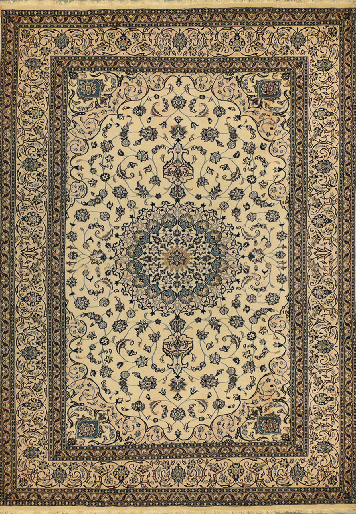 8 x 11'3 Persian Nain Rug Wool & Silk