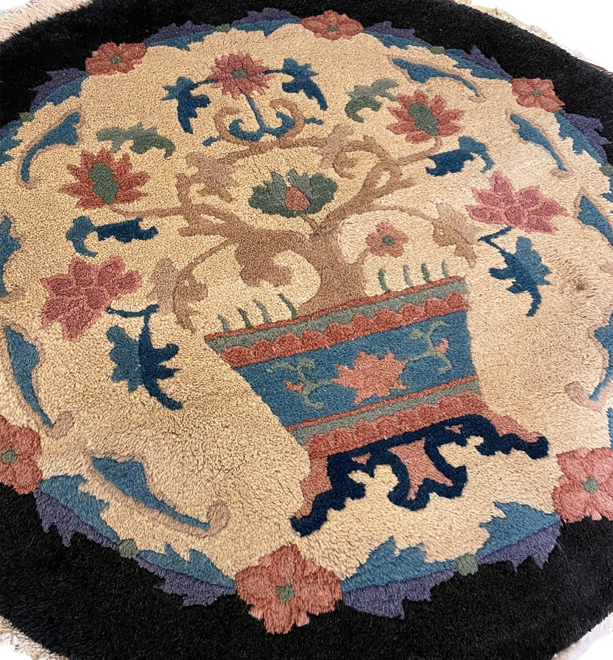 2 x 2 Antique Oriental Art Deco Round Rug
