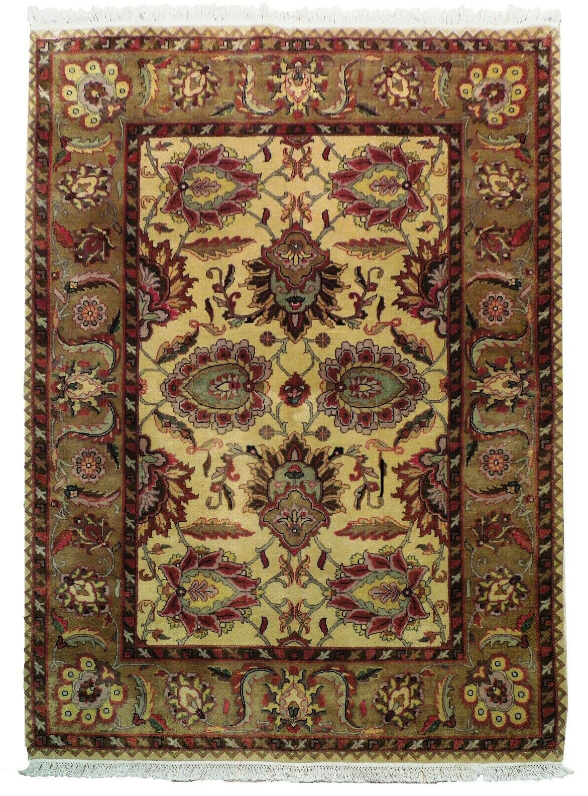 5 x 7 Oriental Jaipur Creme Wool Design Authentic Handmade Rug