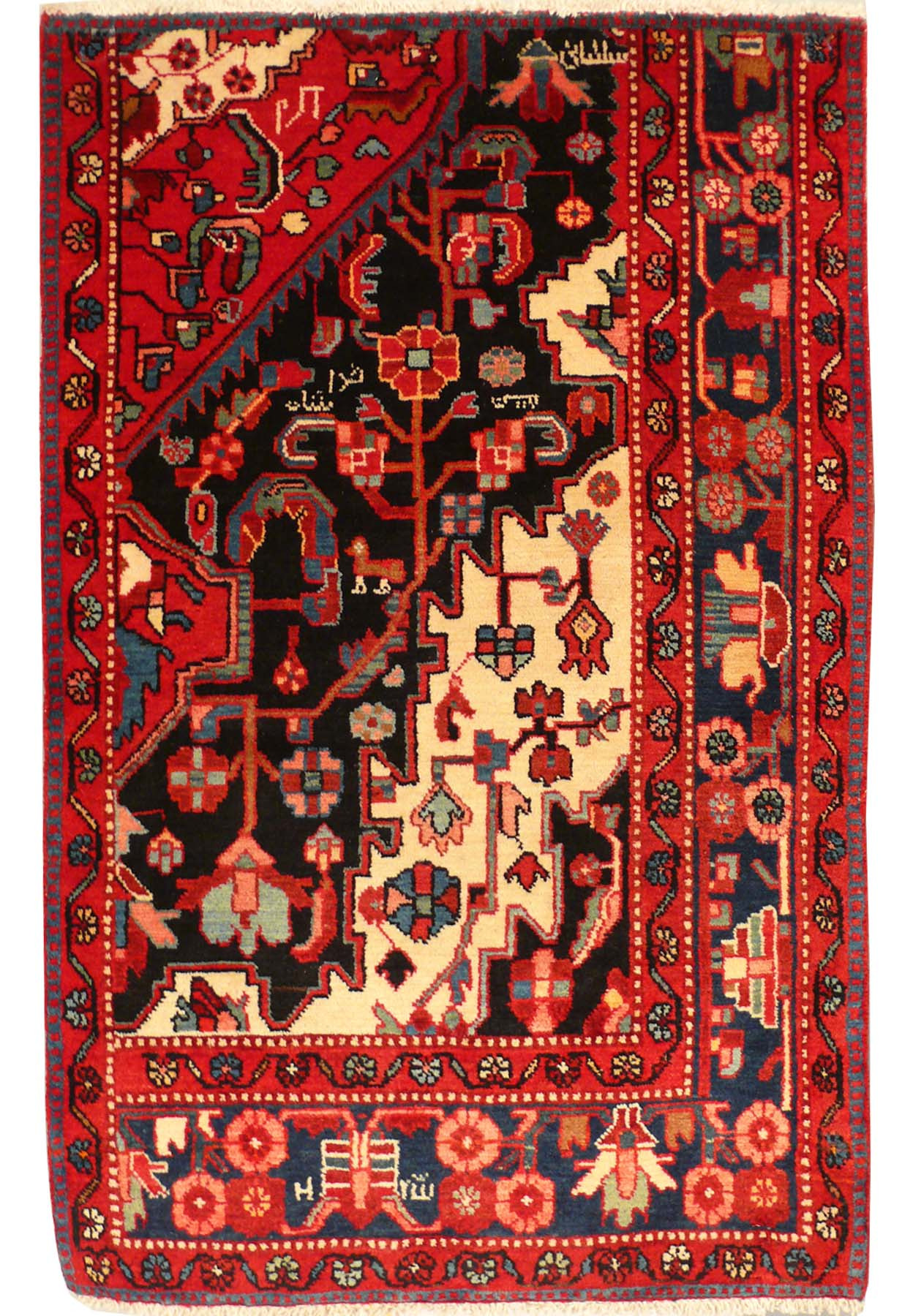 3 x 4 Antique Persian Nahavand Rug | Jewish and Persian Religious Gem