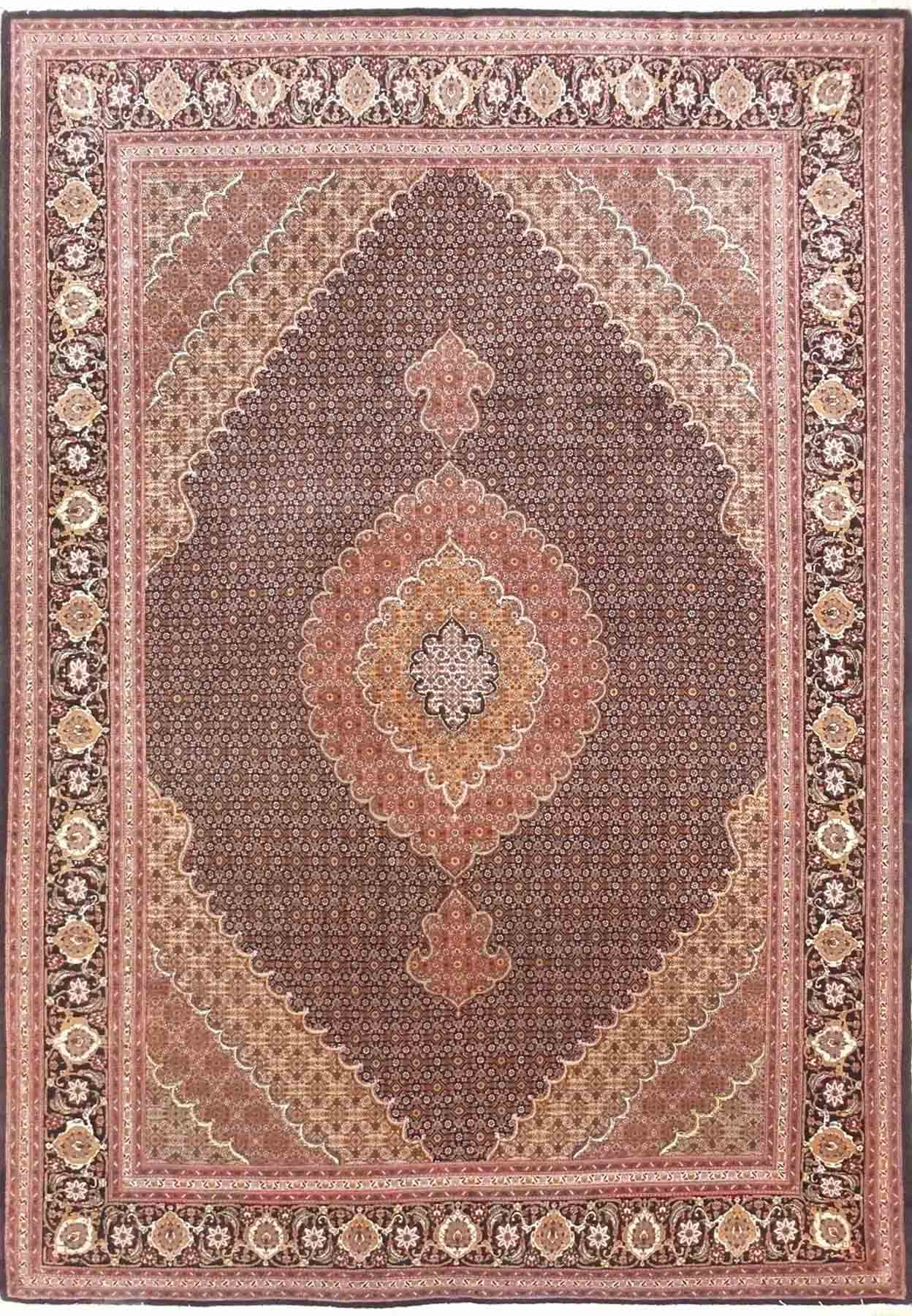 7 x 10 Persian Tabriz Mahi / Fish Design 50 Raj Wool & Silk Rug