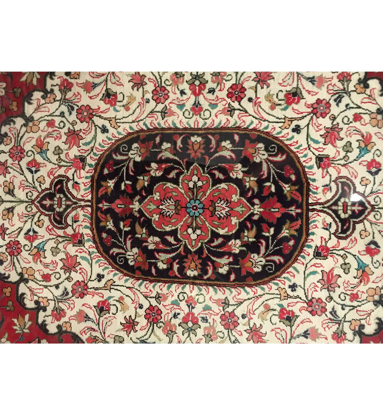 1'9 x 2'6 Persian 100% Silk Qum Glas Framed Rug
