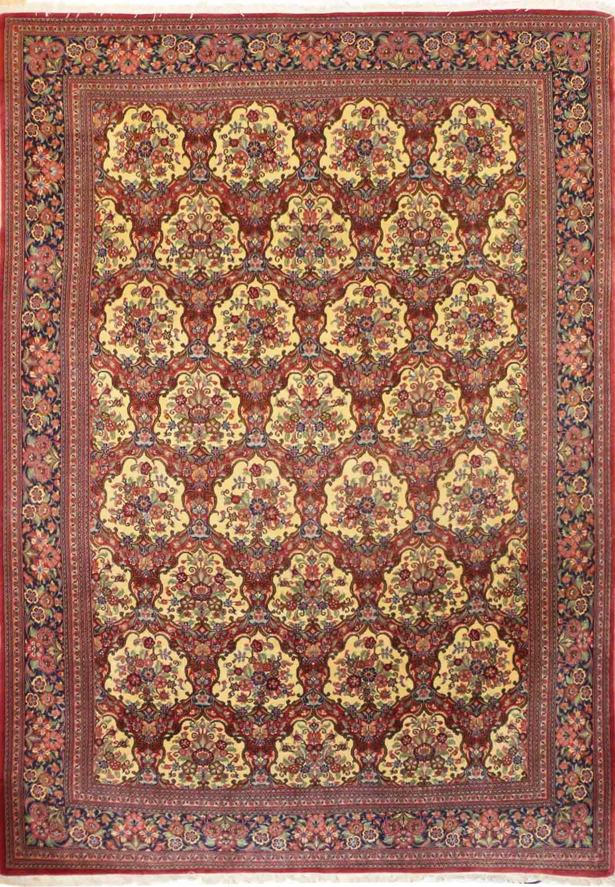 7 x 10 Persian Qum Kork Botanical Design Rug