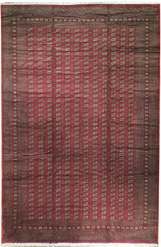Red Bokhara Rug 12'8'' x 19'2'' silky wool fine weave
